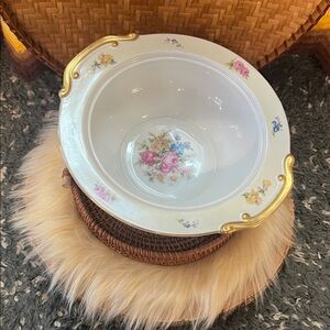 Meito China made in Japan Floral Porcelain Bowl with Gold Accents